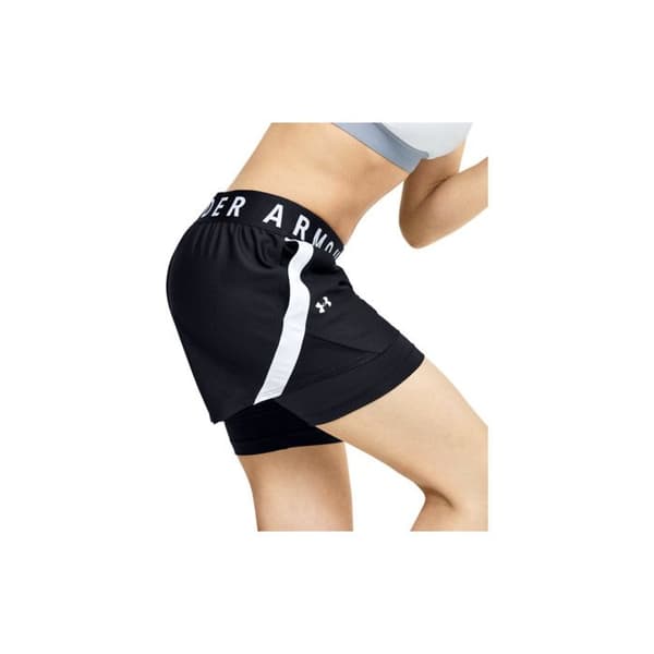Kort 2 i 1 - Under Armour - Play Up - Dam - Svart/Vit - Andningsbar - Sidofickor