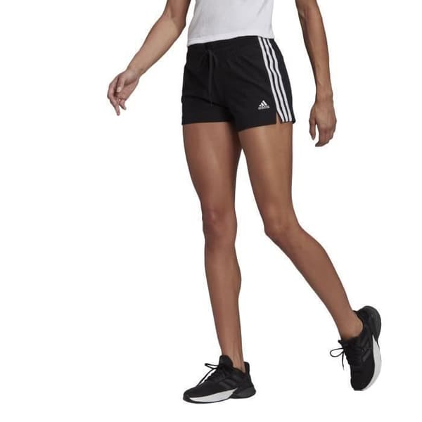 Kort pour Femme - Adidas - Essentials Slim 3-Stripes - Svart - Polyester - Regular