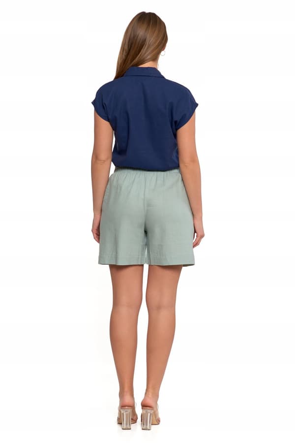 DAM KORTÄRMAD LINNESHORT Luftiga Hög Midja MORAJ - XL