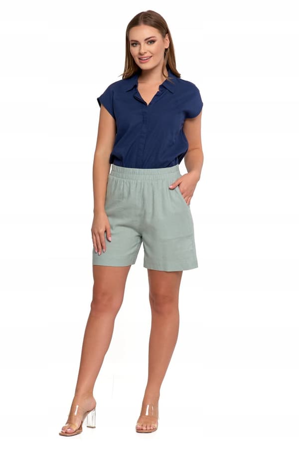 DAM KORTÄRMAD LINNESHORT Luftiga Hög Midja MORAJ - XL