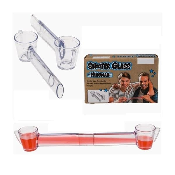 Dubbelt snapsglas två skjutglas i ett * Längd: 39 cm * Kapacitet på varje skytt: 75 ml Funktioner: dubbelglas