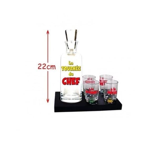 Servis för likör - La Tournée du Chef - Karaff och 4 shotglas - Glas - Mått 7x4,5cm - 6 delar