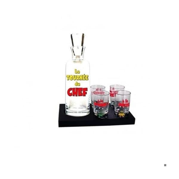 Servis för likör - La Tournée du Chef - Karaff och 4 shotglas - Glas - Mått 7x4,5cm - 6 delar