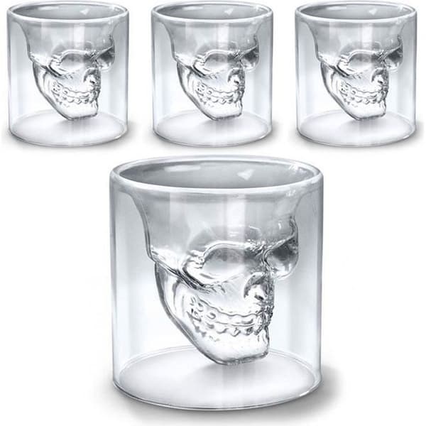 Set med 4 Skull Glasses - Skull Shooter för Whisky Vodka etc