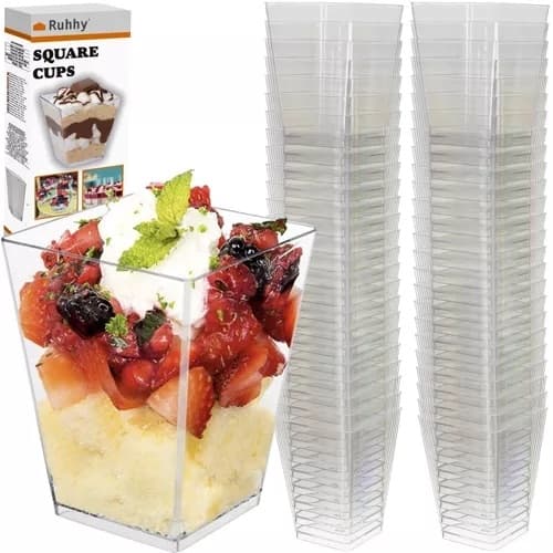 Fyrkantiga Plastbägare – 120 ml, 50-pack för Eleganta Desserter