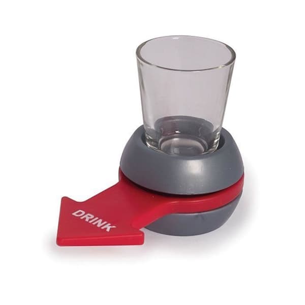 Shot Spinner-spel - Shotglas med bas och röd pil - Dryckeslek