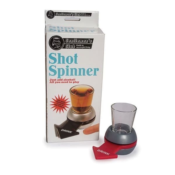 Shot Spinner-spel - Shotglas med bas och röd pil - Dryckeslek