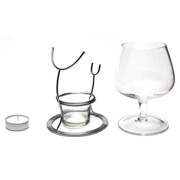 CKB Ltd® Cognac Glas Brandy Snifter Warmer värmeljus Ljus &amp; Crome Hållare Cognac &amp; smakglas 400ml