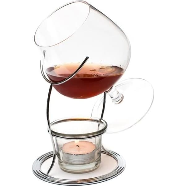 CKB Ltd® Cognac Glas Brandy Snifter Warmer värmeljus Ljus &amp; Crome Hållare Cognac &amp; smakglas 400ml