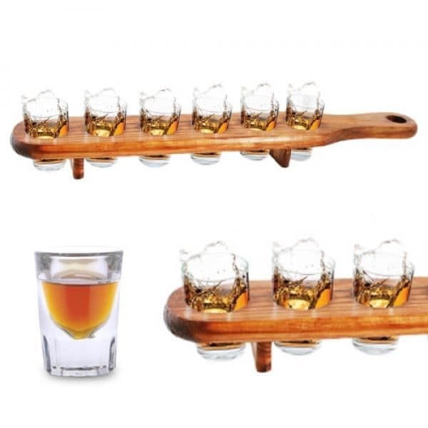 Shooter Glashållarbricka - Trä - 45 x 6,5 x 7 cm - Tål diskmaskin - Vuxen
