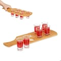 Miniatyrbild 1 av 6: Relaxdays Shotbräda, med 6 glas, 4 cl, stöd med handtag, presentidé, bambu, natur