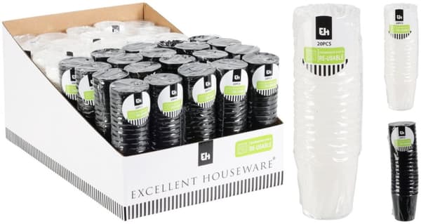 Set med 20 vodka-shotglas 30 ml plastfärgade