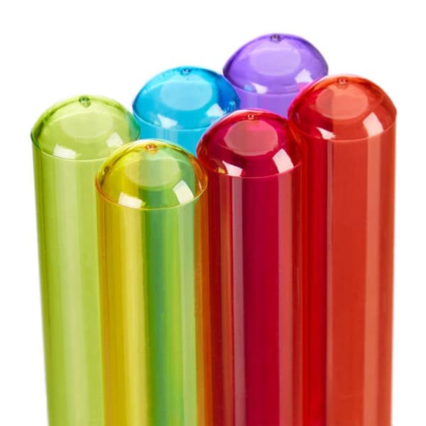 Relaxdays Provsmuggar i provrör, 6 roliga shots-koppar, stativ, 4 cl, provrör, plast, färgglad