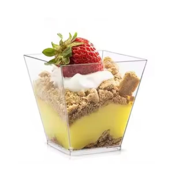 Fyrkantiga Plastbägare 120 ml – 25-pack Serveringsbägare för Dessert, Mousse, Glass & Sallad