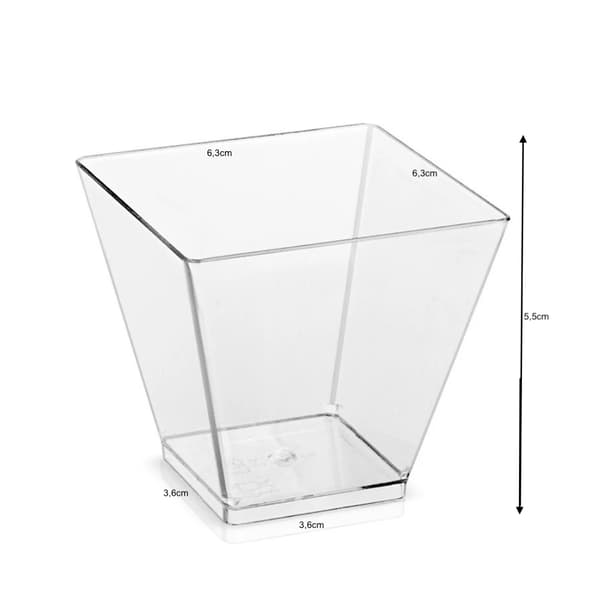 Fyrkantiga Plastbägare 120 ml – 25-pack Serveringsbägare för Dessert, Mousse, Glass & Sallad