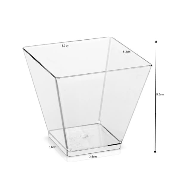 50-pack - Fyrkantiga Plastbägare – 120 ml, Serveringsbägare för Dessert, Mousse, Glass