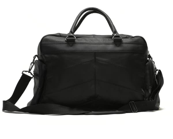Svart weekendväska / sportbag i äkta läder