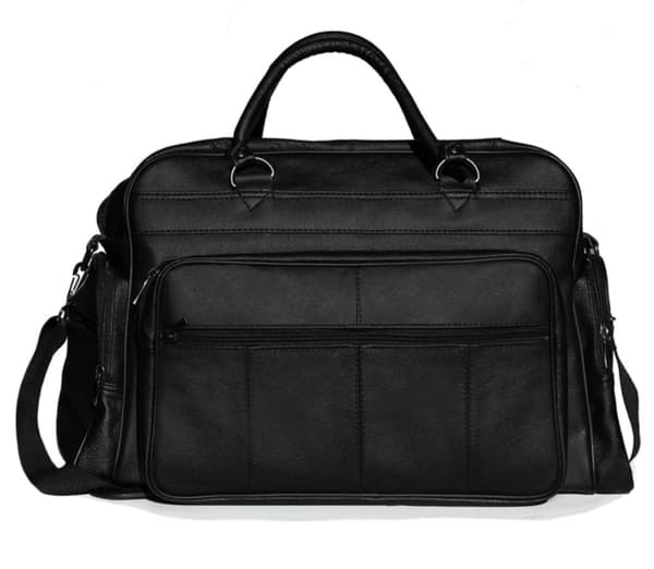 Svart weekendväska / sportbag i äkta läder
