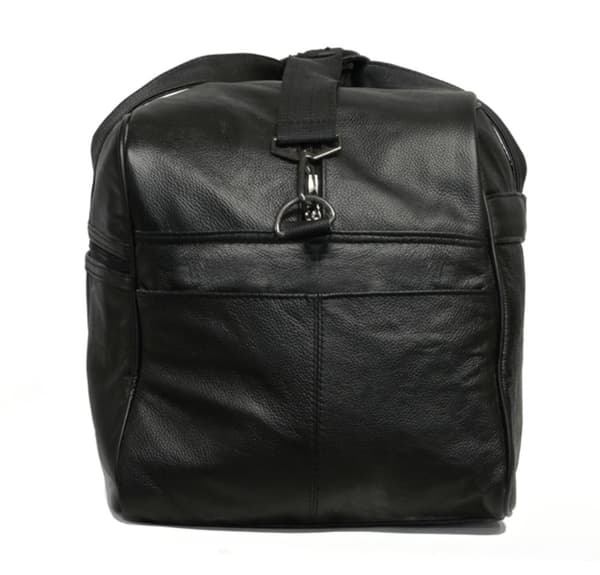 Svart weekendväska / sportbag i äkta läder