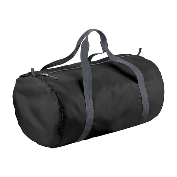 BagBase Packaway Barrel Bag / Duffle Water Resistant Travel Bag (32 Litres) Black/Graphite One Size