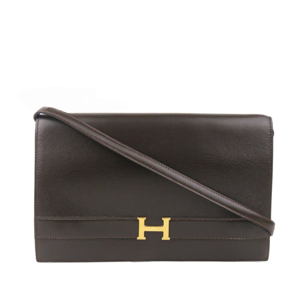 Hermes Box Calf Annie Shoulder Bag Brown