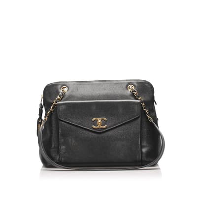 Pre-owned Chanel Caviar Leather Shoulder Bag Black