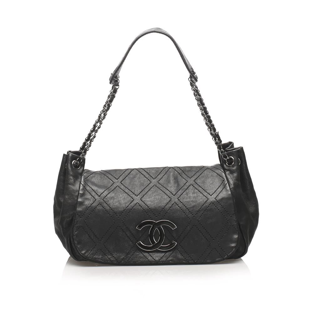 Chanel CC Lambskin Leather Flap Bag Black