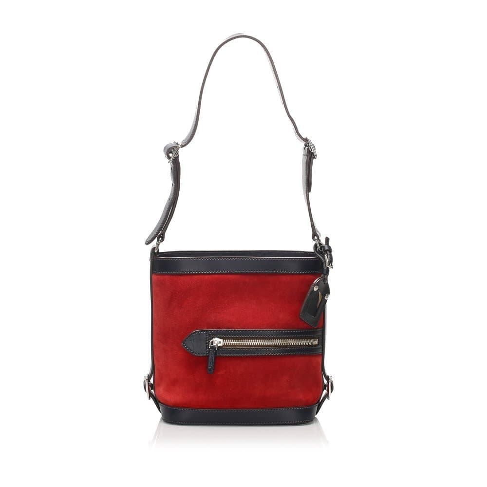 Prada Suede Shoulder Bag Red