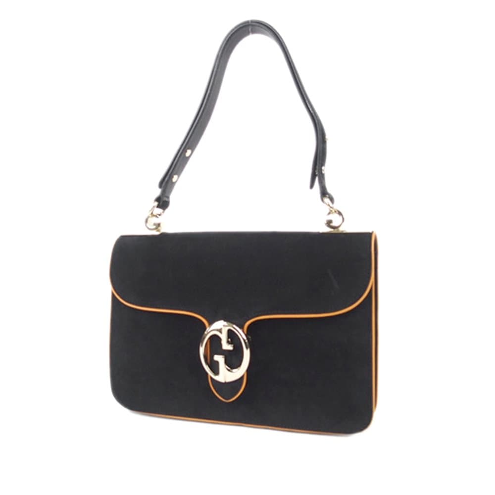 Gucci 1973 Nubuck Leather Shoulder Bag Black