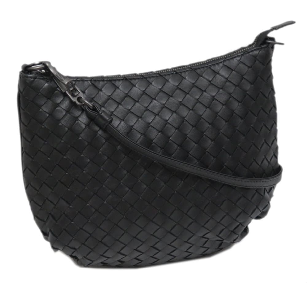 Bottega Veneta Intrecciato Leather Shoulder Bag Black