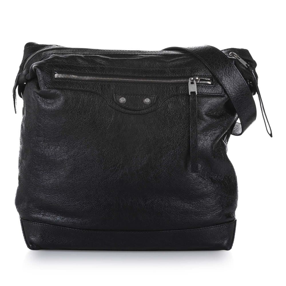 Balenciaga Motocross Classic Day Leather Shoulder Bag Black