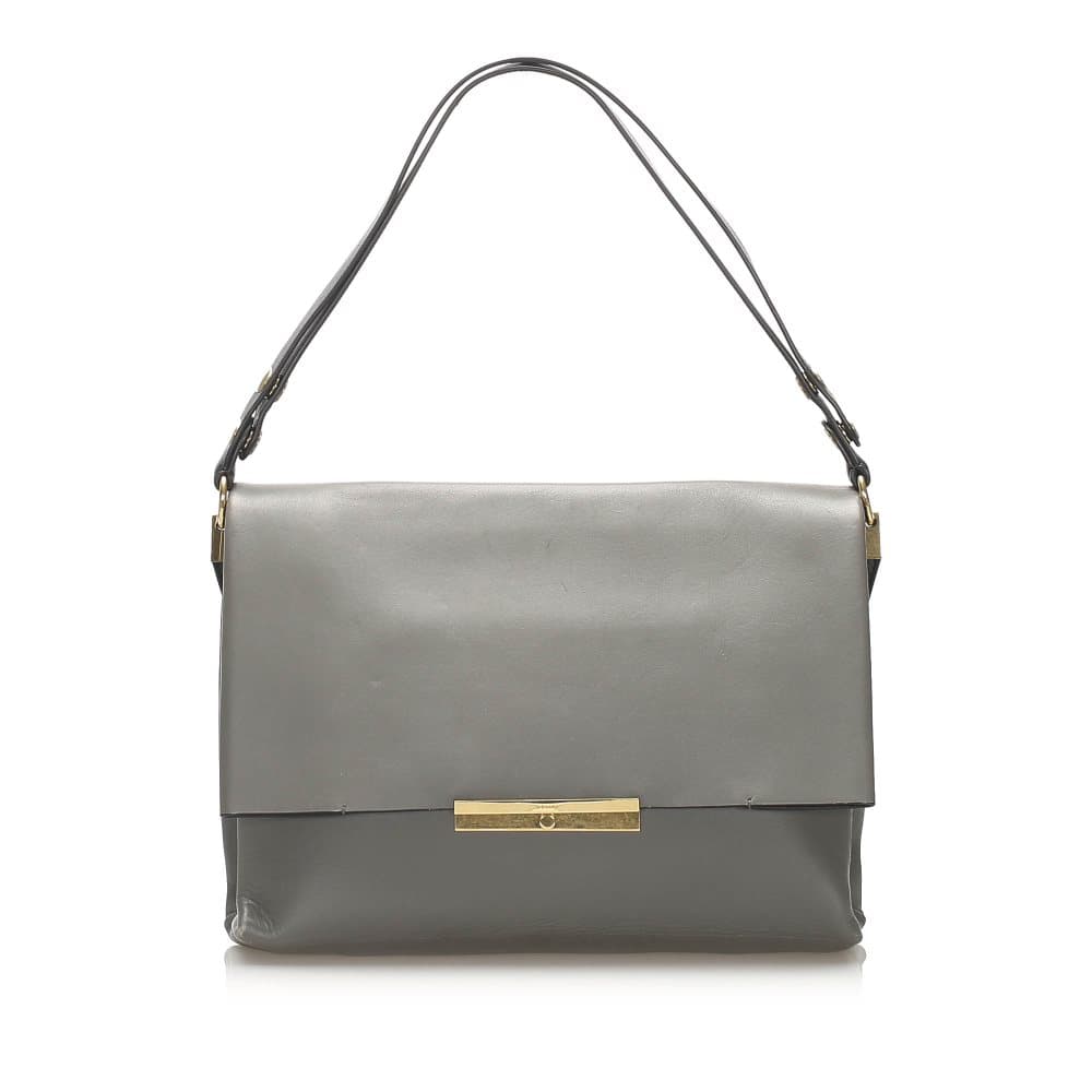 Celine Blade Leather Shoulder Bag Gray
