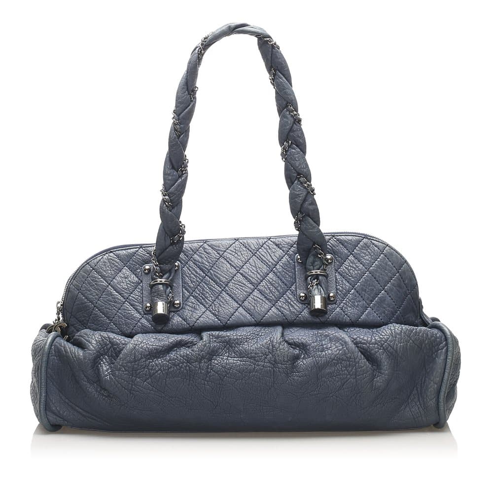 Chanel Lady Braid Lambskin Leather Shoulder Bag Blue