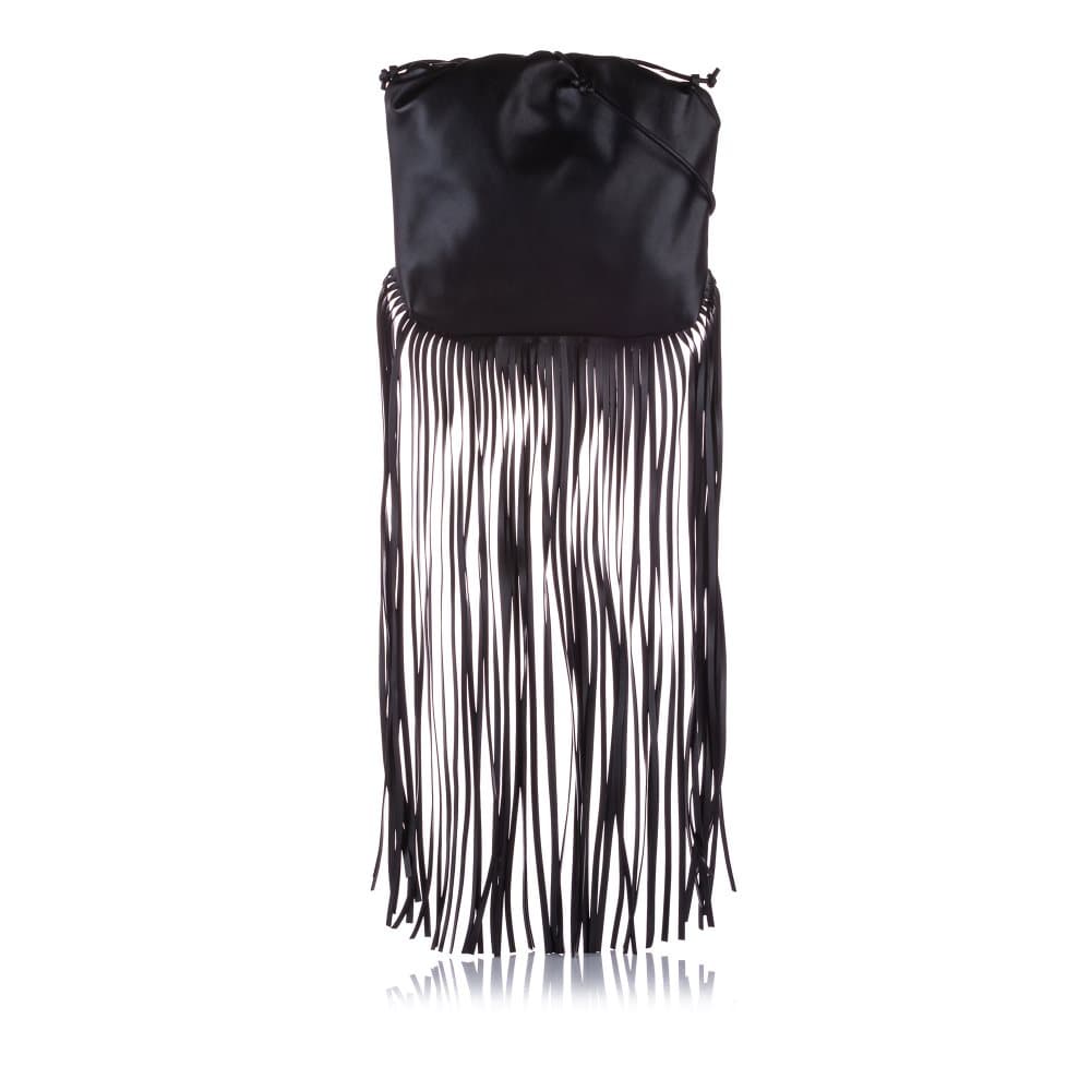 Bottega Veneta The Fringe Pouch Leather Shoulder Bag Black
