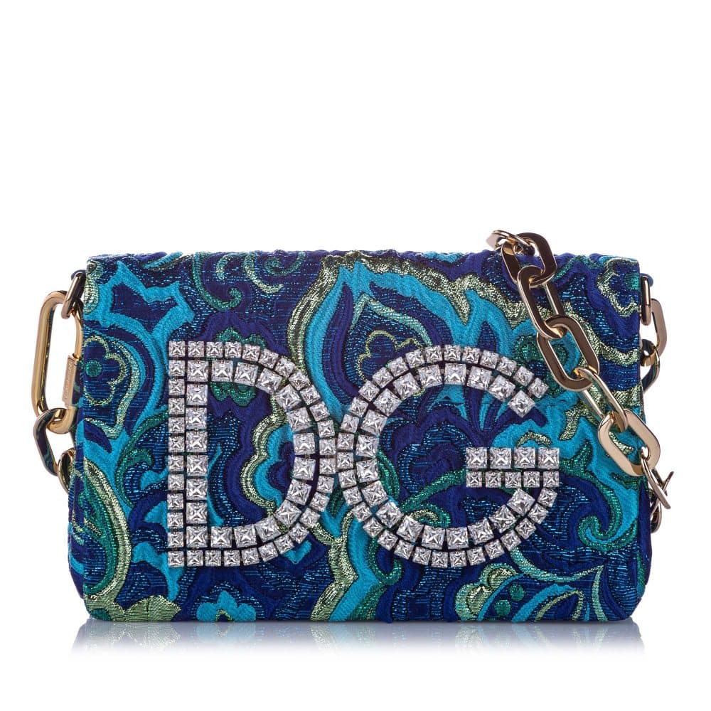 Dolce&Gabbana DG Girls Embellished Chain Shoulder Bag Blue