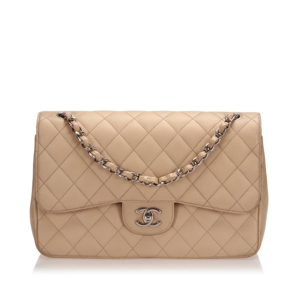 Chanel Jumbo Classic Caviar Leather Double Flap Bag Brown