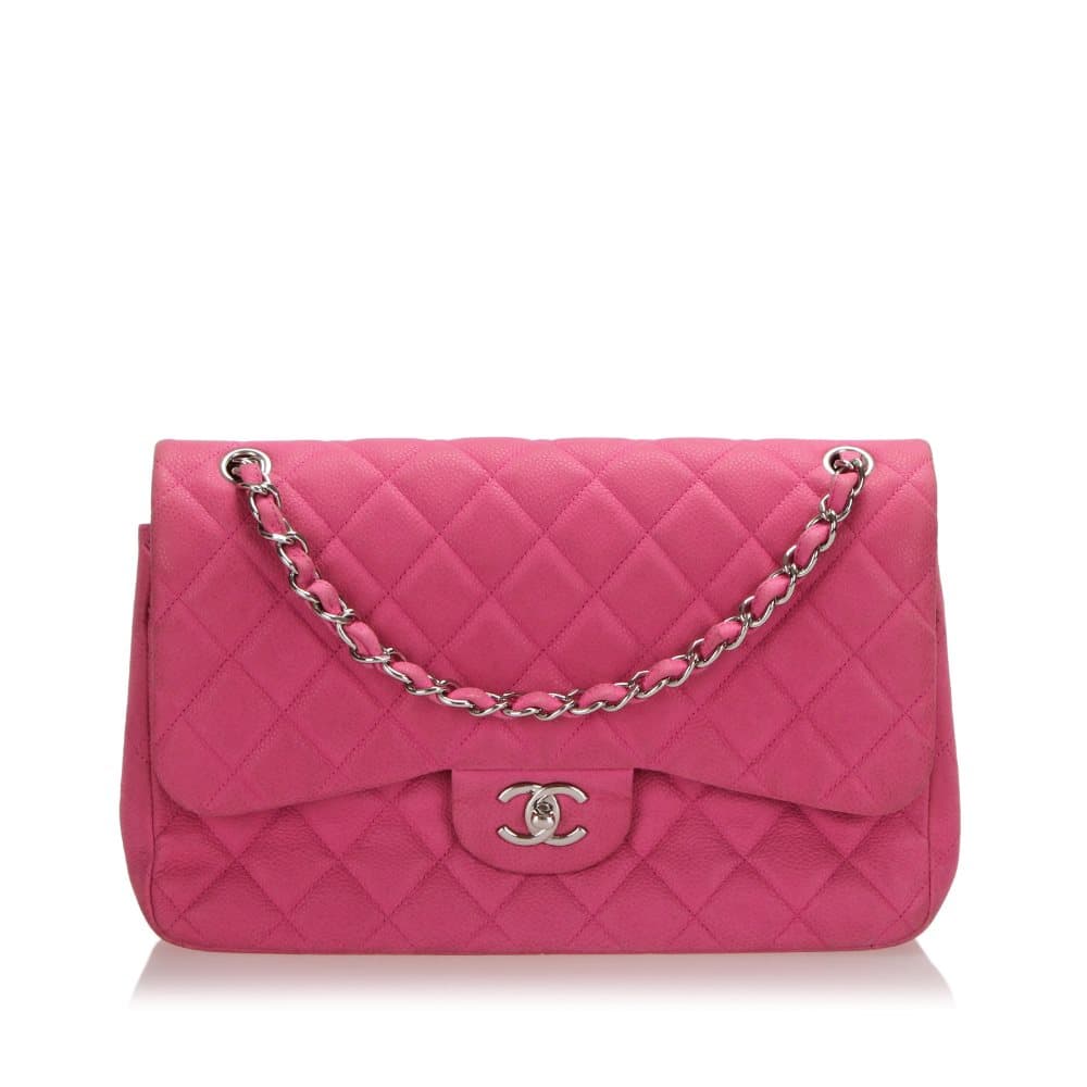 Chanel Jumbo Classic Caviar Leather Double Flap Bag Pink