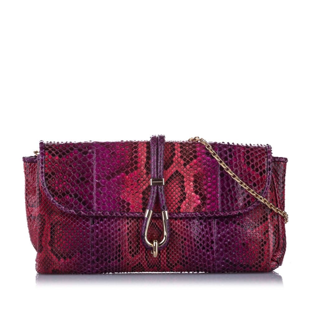 Burberry Theia Python Leather Shoulder Bag Purple