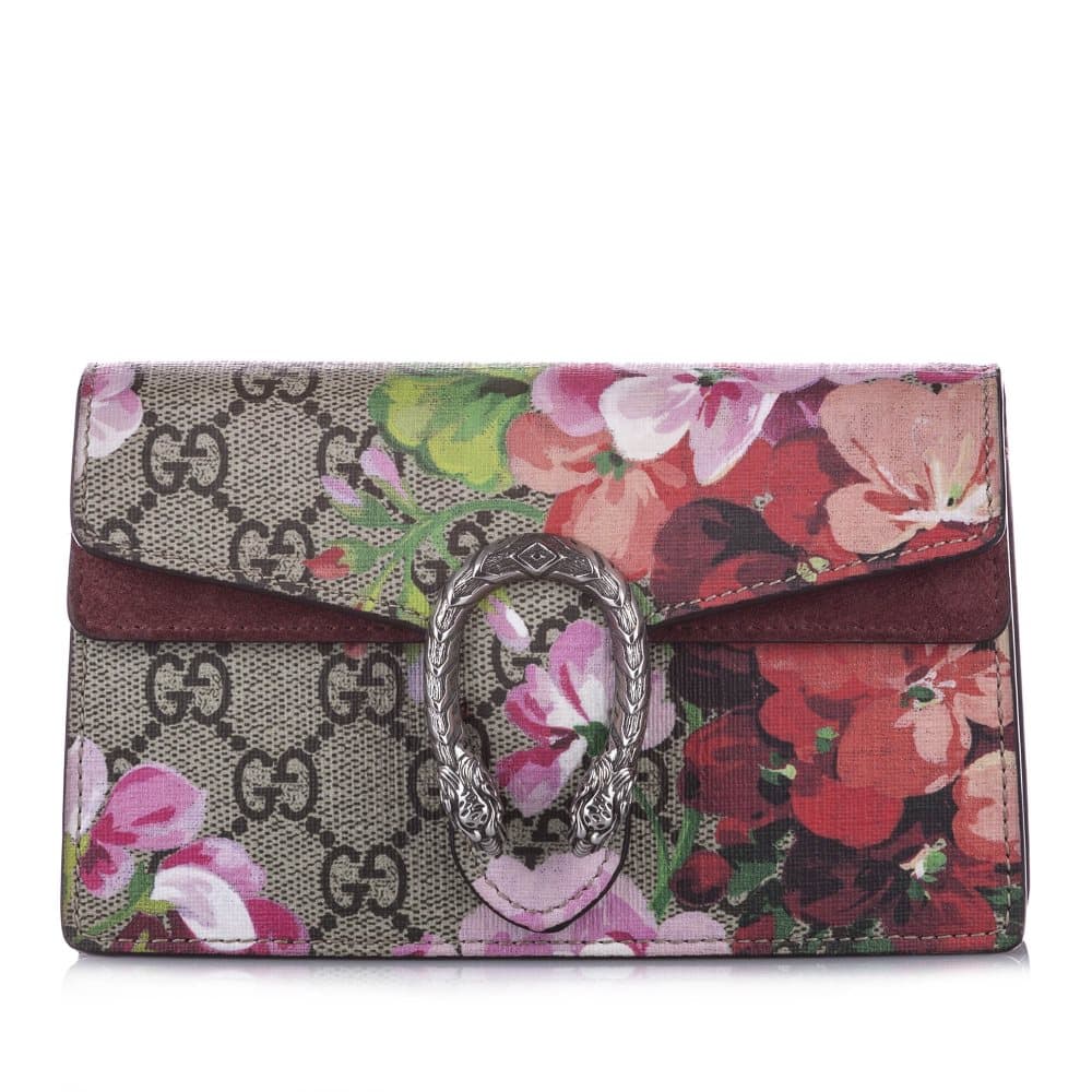 Gucci GG Supreme Blooms Dionysus Mini Coated Canvas Shoulder Bag Brown