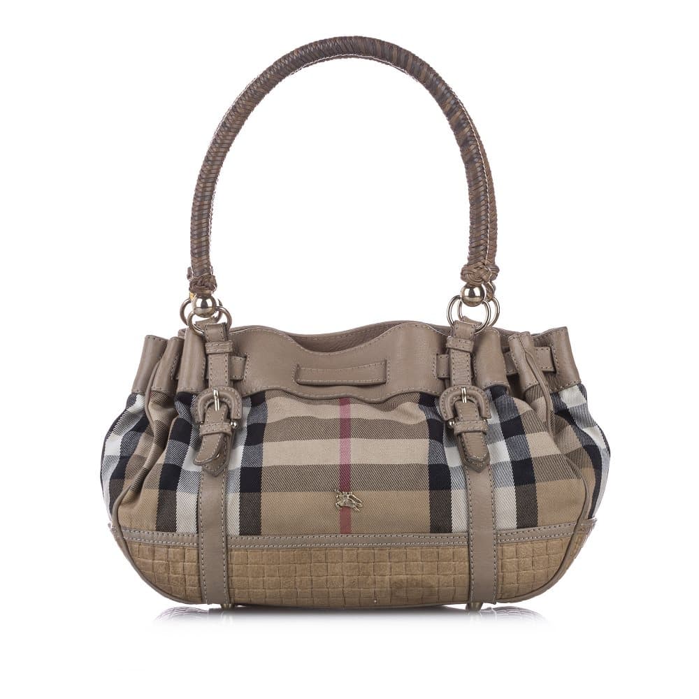 Burberry Smoke Check Canvas Shoulder Bag Brown