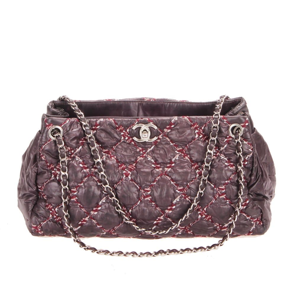 Chanel Accordion Tweed on Stitch Shoulder Bag Purple