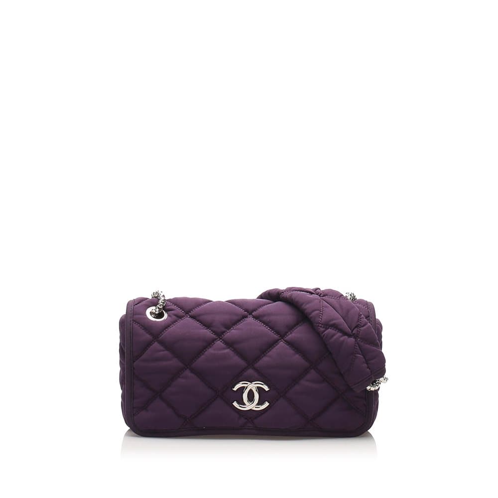 Pre-owned Chanel Bubble CC Nylon Shoulder Bag Purple