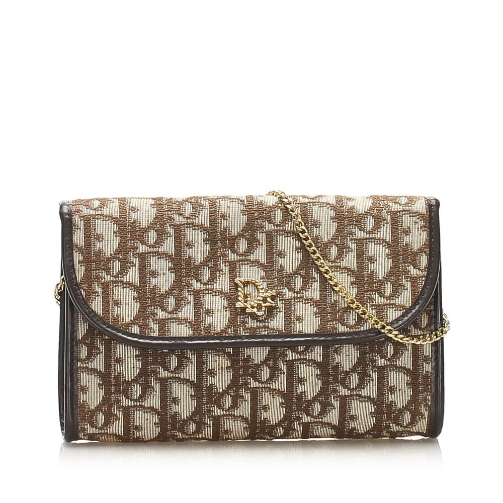 Dior Dior Oblique Canvas Chain Shoulder Bag Brown