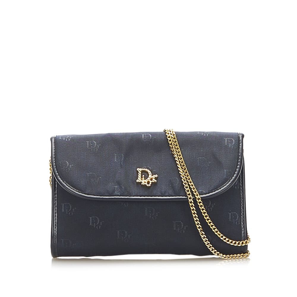 Dior Chain Nylon Shoulder Bag Black