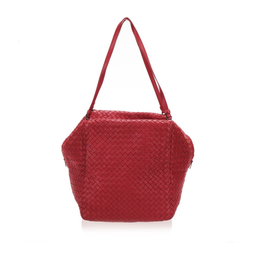 Bottega Veneta Intrecciato Nappa Leather Shoulder Bag Red