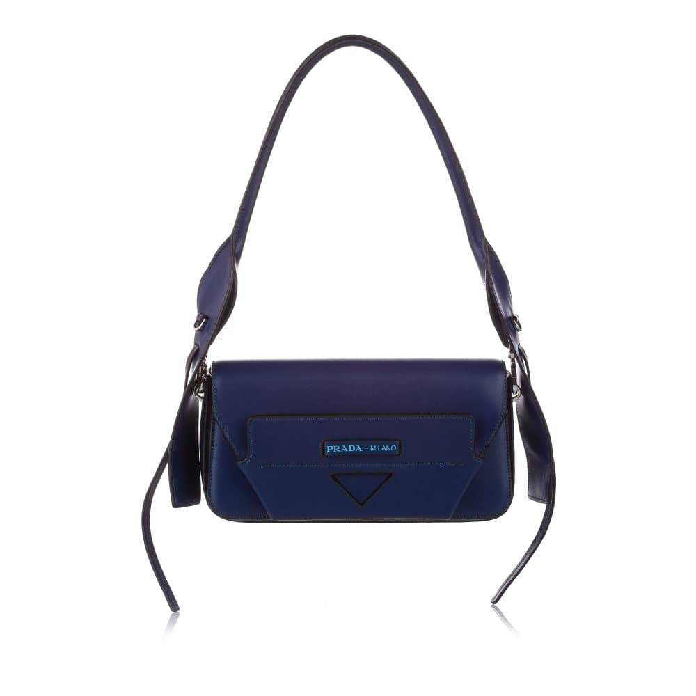 Prada Manuelle Leather Shoulder Bag Blue