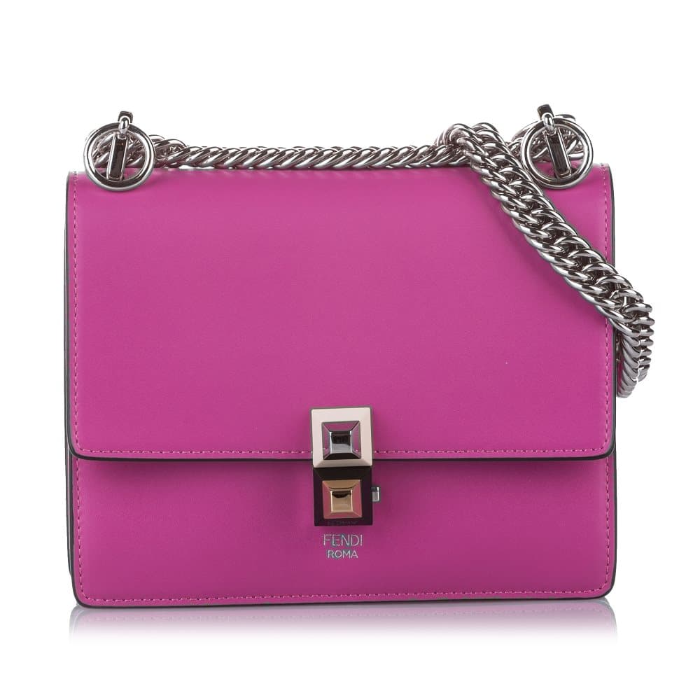 Fendi Kan I Leather Shoulder Bag Pink