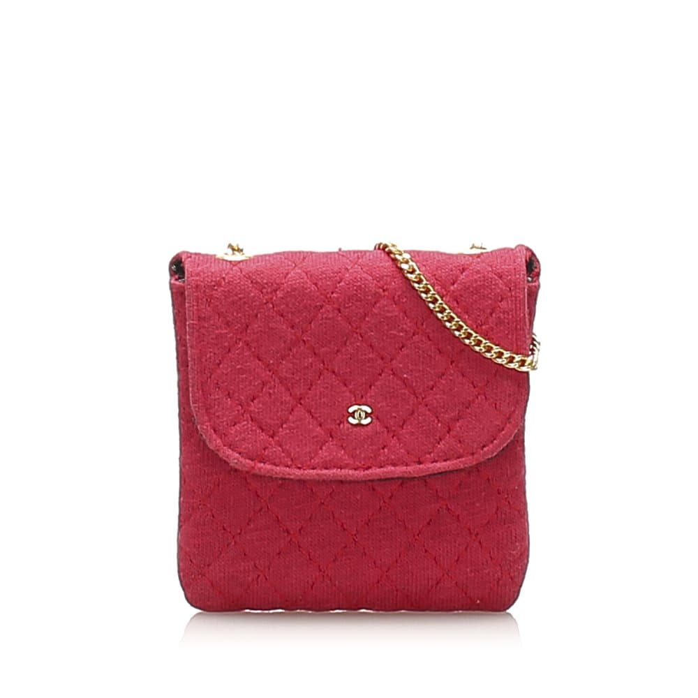 Pre-owned Chanel Mini CC Timeless Cotton Shoulder Bag Red