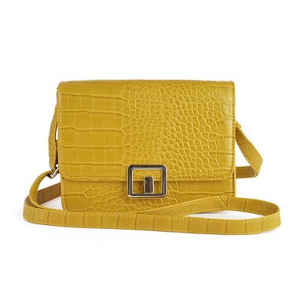 KS Brands Square Lock Crocodile Cross Body Bag