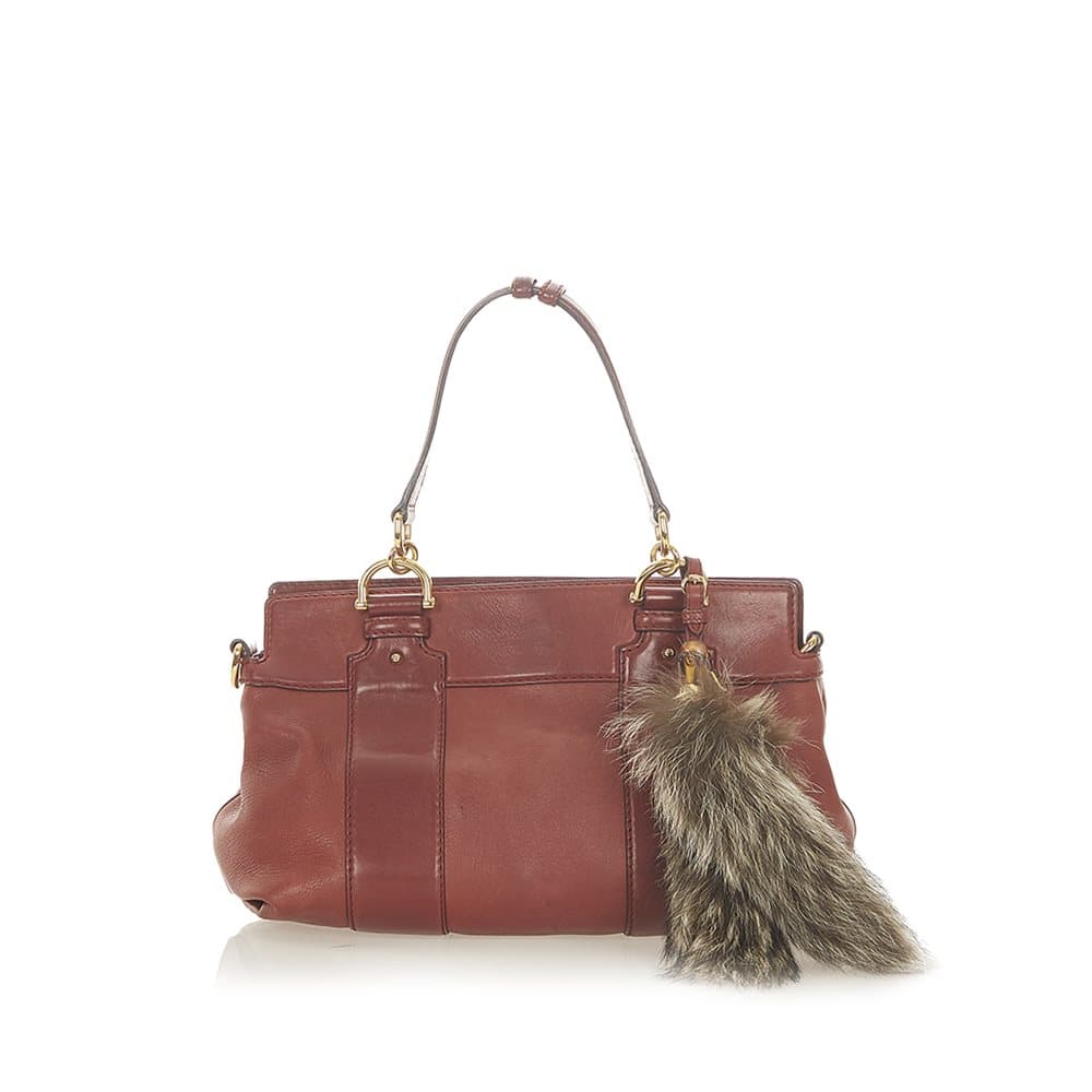 Pre-owned Gucci Crest Leather Shoulder Bag Red